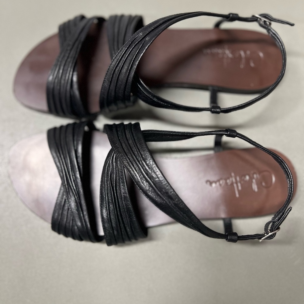 Cole Haan Black Leather Brown Slingback Slide Sandals Women Size 7.5B - Picture 10 of 12